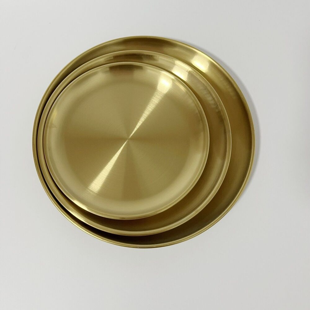 3 Pcs Stainless Steel Plates Lightweight Unbreakable Dinner Dishes Plates Set US